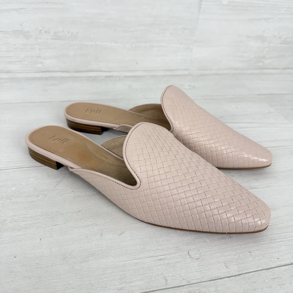 NEW J. Jill Leather Slip On Mules Flats Size 10 Pointed Toes Blush‎ Pink Preppy